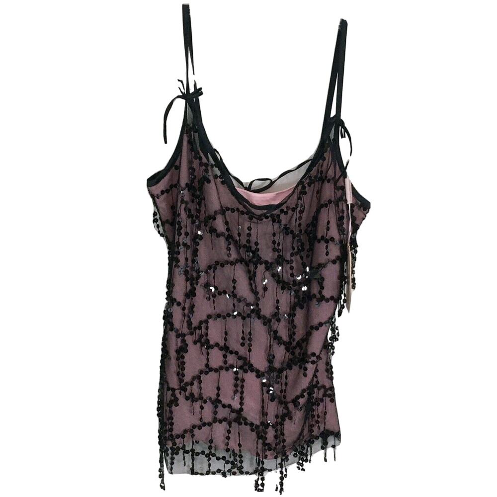 Le Caprice De Marie Black Camisole Lingerie With Bow Sequin Accents Medium NWT